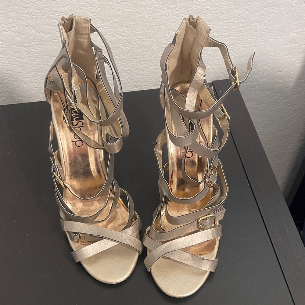 Elegant Gold Strappy Heels